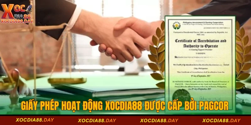 Giấy phép hoạt động Xocdia88 được cấp bởi PAGCOR