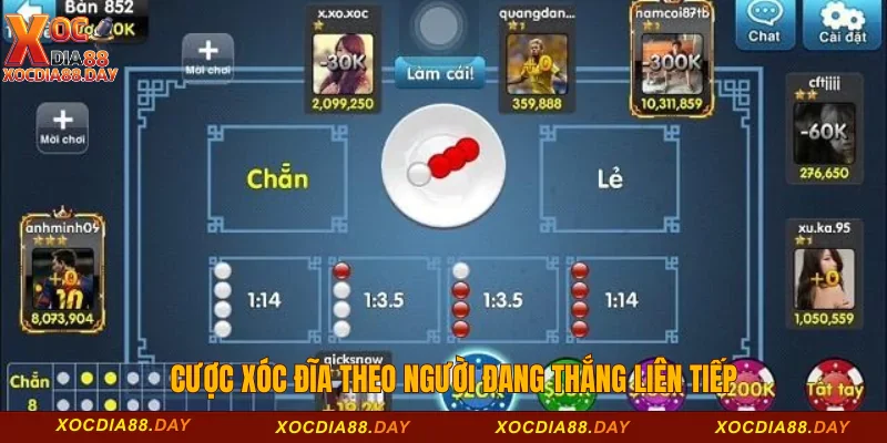 Cược Xóc đĩa theo người đang thắng liên tiếp